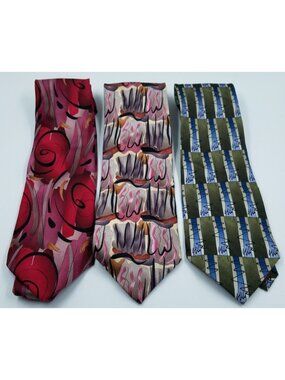 J. Garcia Lot of 3 Men's Designer 100% Silk Tie Neckties Grateful Dead Folk Rock